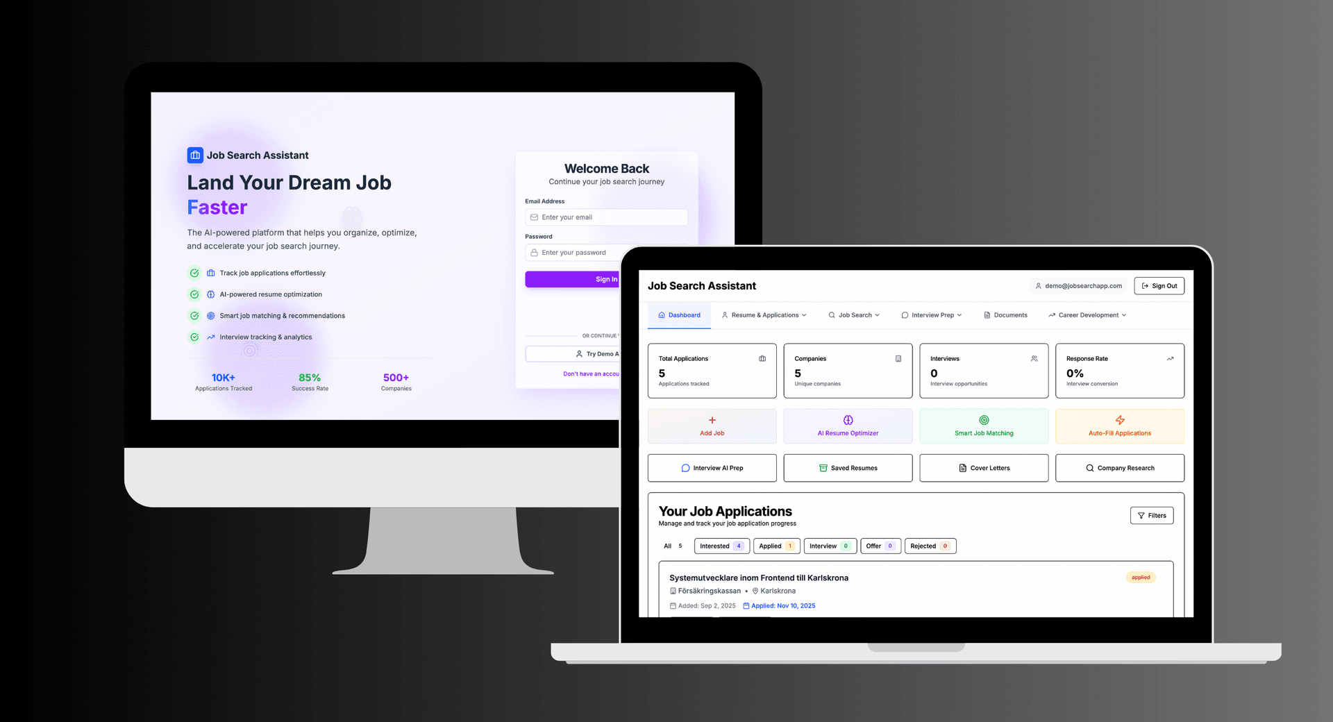 Job Search Assistant - Desktop view