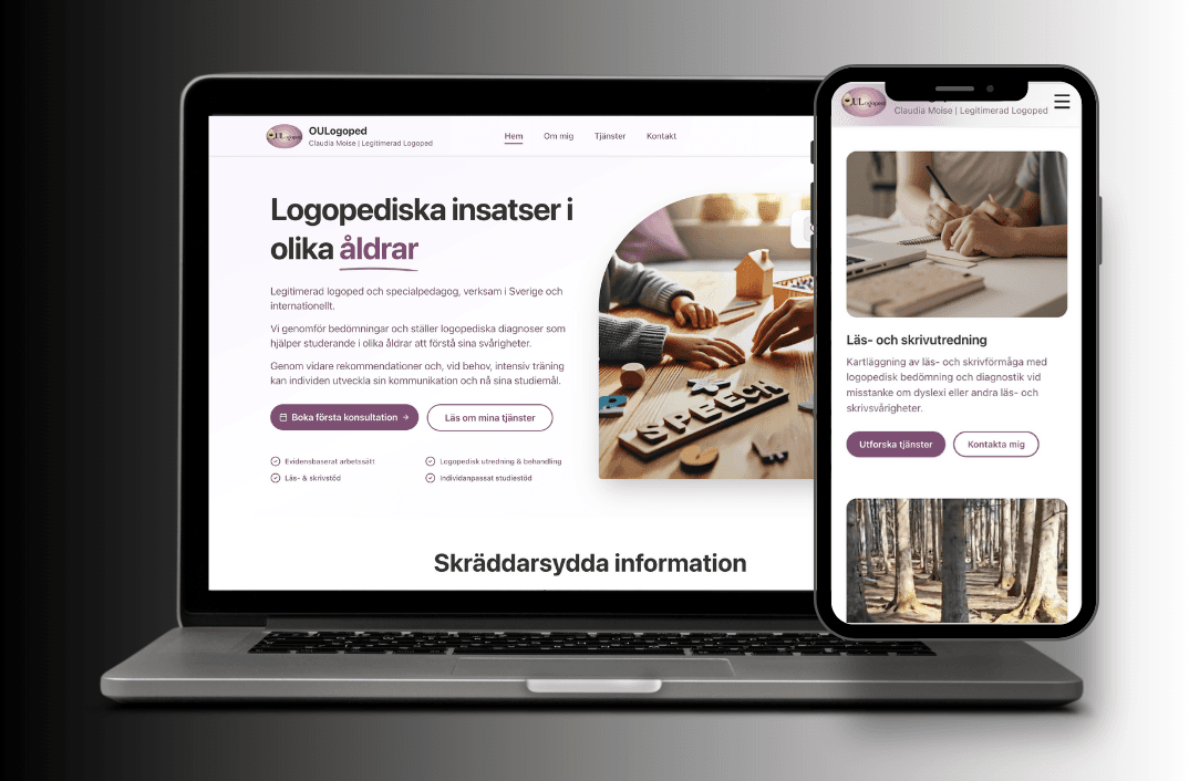 OULogoped - Website de terapie logopedică privată - Desktop view