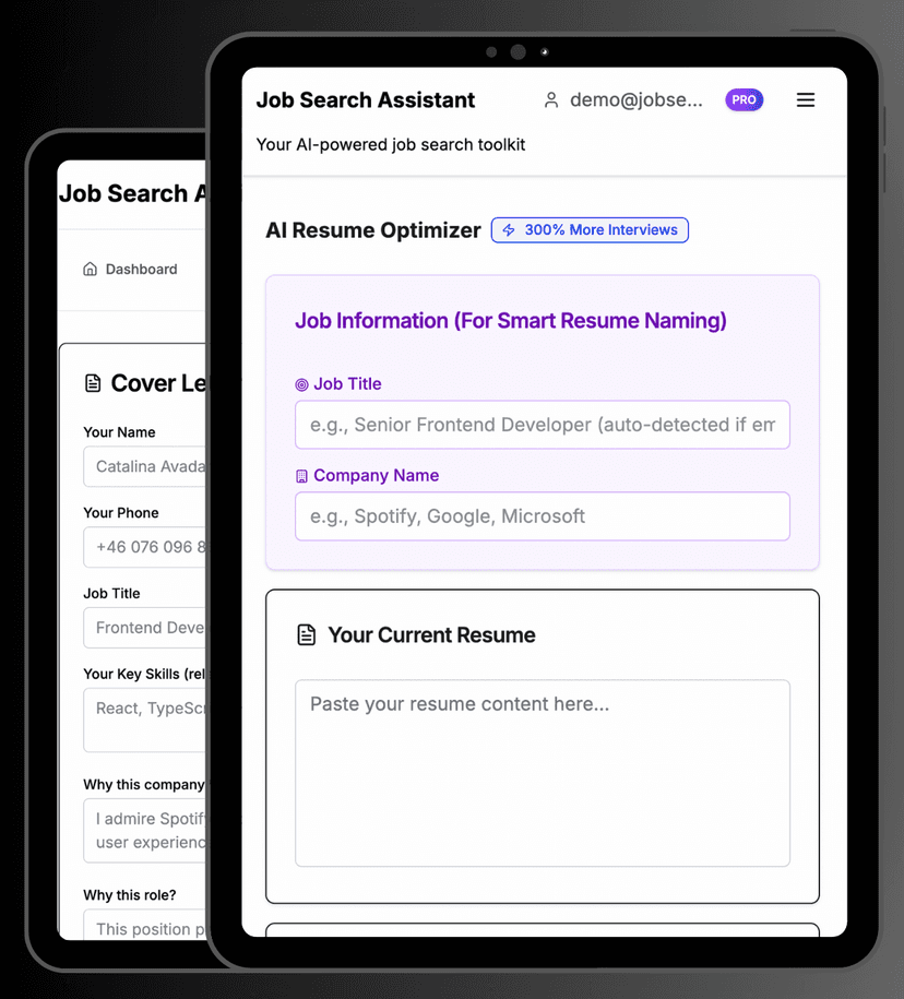 Job Search Assistant - Mobile view